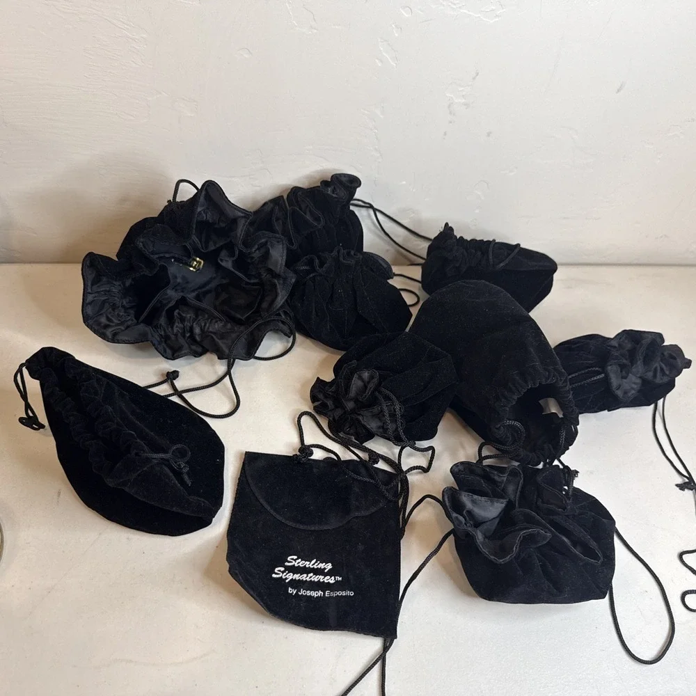 25 Vintage Jewelry Pouches Bulk Drawstring Bags Velvet Flannel Gift Storage Lot